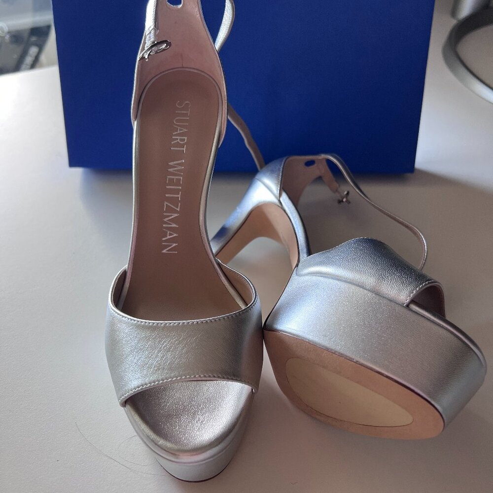 Stuart Weitzman Silver Platform Sandals